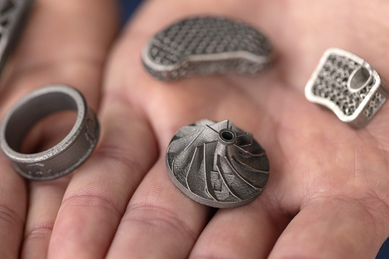 3D printed titanium parts. IperionX's 100% recycled titanium metal powder combined with 3D printing applications can enable lower cost, more sustainable production of complex parts that may not be achievable with traditional manufacturing.